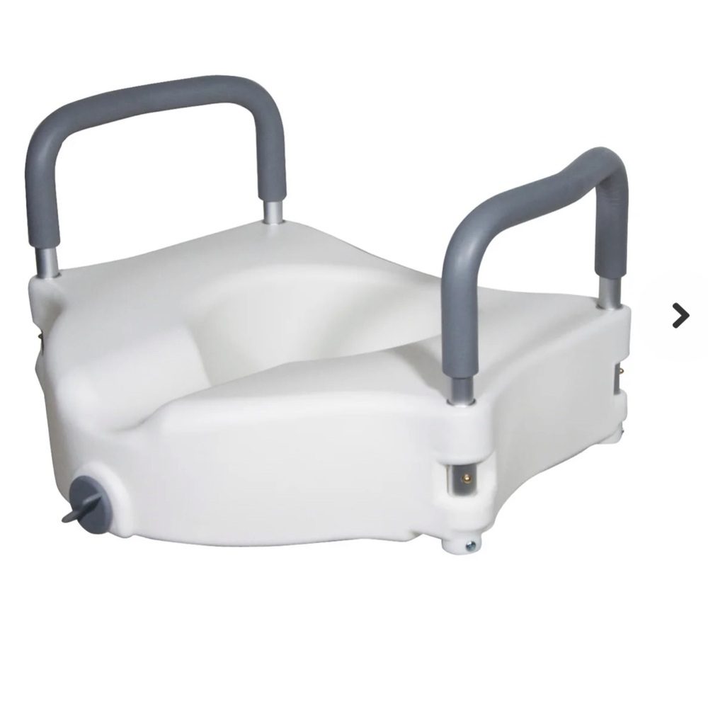 DRIVE MEDICAL Raised Toilet Seat Removable Padded Arms Standard Seat Like New